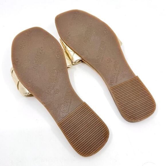 GIOSEPPO Woven Champagne Leather Mule Sandals - Picture 6 of 7